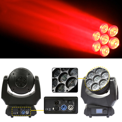 مصباح الرأس المتحرك 7x40w RGBW 4in1 شعاع حاد مع زوم غسل الإضاءة المسرحية أضواء دي جي