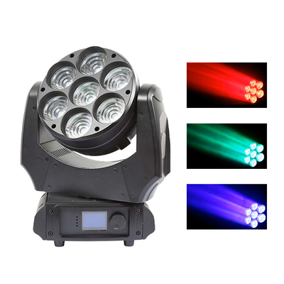 مصباح الرأس المتحرك 7x40w RGBW 4in1 شعاع حاد مع زوم غسل الإضاءة المسرحية أضواء دي جي