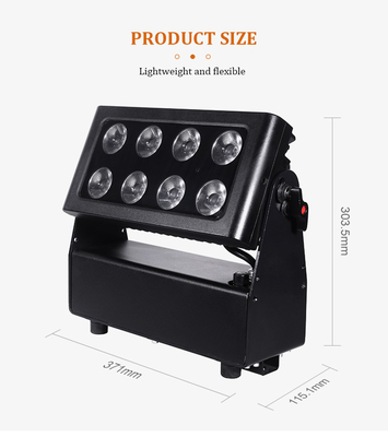 8X15W مضاد للماء IP65 بطارية تعمل بمحركات DMX LED غسالات الحائط أضواء