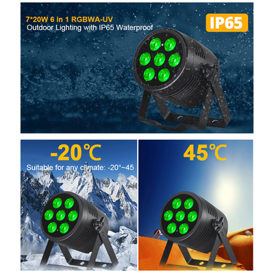 ضوء المسرح LED Par RGBWA UV 6IN1 7x20w IP65 مقاوم للماء Dmx Led Par
