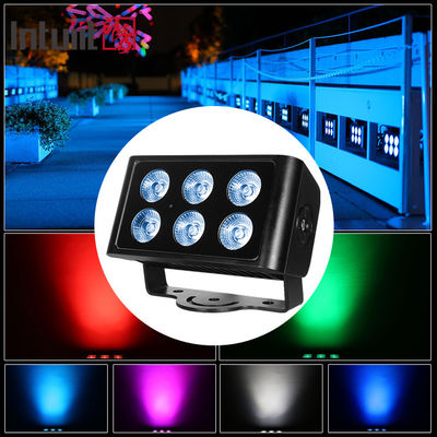مضاد للماء في الهواء الطلق 6x5W City Color LED Wall Washer Light 4in1 RGBW Floodlight للفنادق والمباني DMX512 وضع التحكم