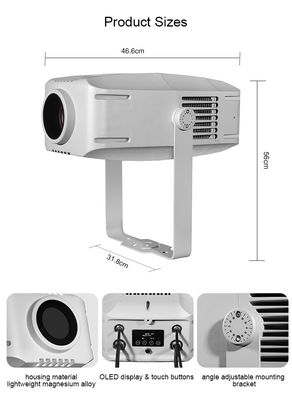 200W مقاوم للماء Ip65 في الهواء الطلق الداخلي الإعلانات المخصصة غوبو LED زوم شعار ضوء المشروع