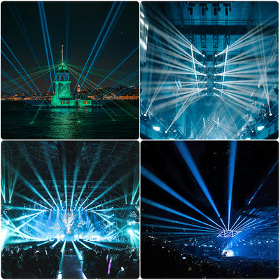 مصدر ضوء ليزر 100 واط مخصص لمسرح المنشور شعاع ليزر 100 واط DMX512 ضوء متحرك رأس ليزر IP66