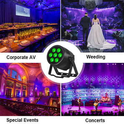 أضواء LED Par 6 في 1 للمسرح، أضواء علوية 7x20W RGBWA-UV DMX512، أضواء DJ خارجية للمسرح والحفلات والنوادي والديسكو وحفلات الزفاف