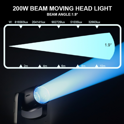 IP66 شعاع 200w Dmx512 شعاع Led متحرك إضاءة المسرح الرئيسي لحفلات النادي الليلي DJ