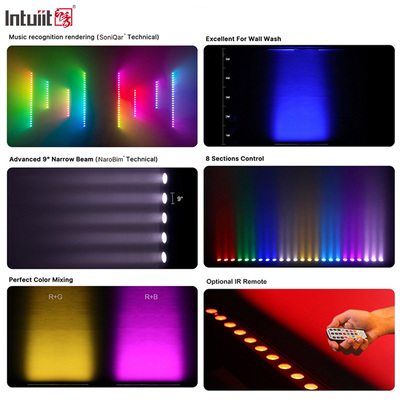 IP20 24x2W RGBW 4in1 بطارية الطاقة التحكم الذكي الصوت النشط LED غسالة الحائط ضوء شريط