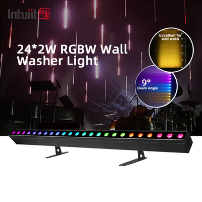 إضاءة مسرح LED 24*2W DMX512 RGBW قضبان إضاءة LED ضوئية خطية ديسكو مسرح نادي زفاف صوتي المنشط LED غسالة الجدار الخفيفة