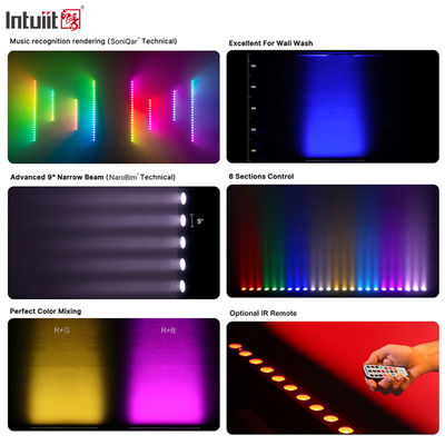 إضاءة جدارية LED RGB 24*2 واط بطول 1 متر، مقاومة للماء IP65، مع تحكم صوتي DMX، شريط إضاءة RGBW لحفلات الزفاف مع جهاز تحكم عن بعد