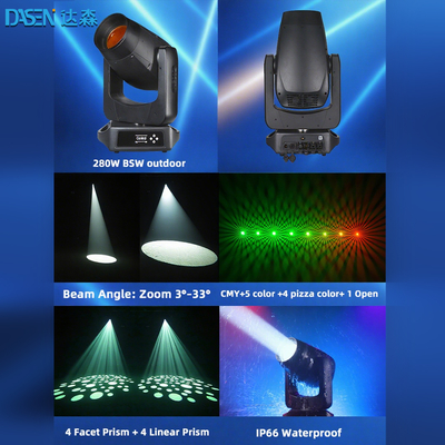 2025 BSW 280W LED Head Moving Stage Light DMX512 Beam Spot Wash 3in1 لـ DJ Disco Show CMY