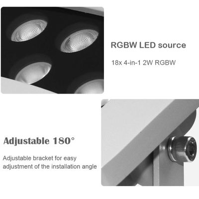 ضوء كشاف شجرة LED RGBW احترافي مقاوم للماء IP65 DMX512 ضوء كشاف LED لواجهة خارجية 36 واط