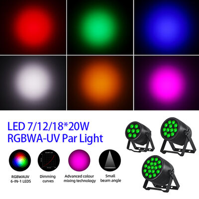 ضوء LED بار مقاوم للماء 6 في 1 DMX 512 RGBWA UV 20W 7/12/18X للمشاريع الخارجية