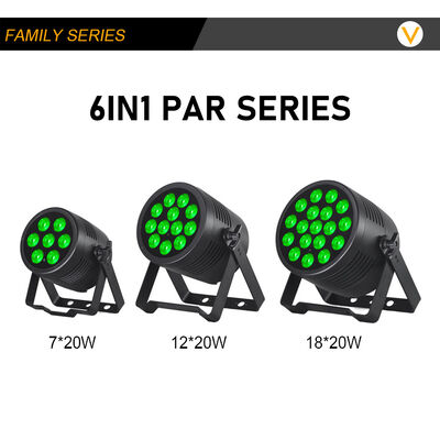 مصباح LED خارجي من نوع Par، مقاوم للماء IP65، مصباح LED Par 12x20 واط RGBWA UV 6 في 1، ضوء DMX Led Par
