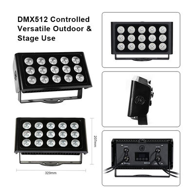 15x5W RGBW 4-in-1 IP65 ضوء الفيضانات LED الخارجي ️ DMX512 ضوء عريض مقاوم للماء للحديقة والمسرح وإضاءة المباني