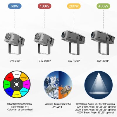جهاز عرض تأثير موجة الماء خارجي IP65 | مصباح LED RGBW، خيارات من 60 واط إلى 400 واط، DMX512، ضوء تموج متحرك للواجهات والحدائق