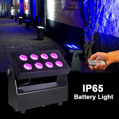 خارجية IP65 مقاومة للماء 8x15W RGBW 4 في 1 بطارية تعمل بالكهرباء DMX اللاسلكية LED Flood Light مرحلة غسل الضوء