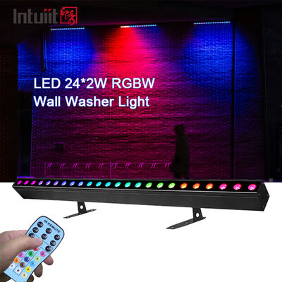 مبيعات ساخنة 4in1 RGBW LED 24*2W غسالة الحائط الشريط الخطي الضوء الضوء المتحكم فيه صوت DMX مرحلة غسل المصباح للملهى الليلي
