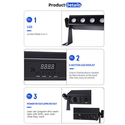 المهنية 9 درجة ضيقة شعاع LED غسالة الحائط 24x2W RGBW 4in1 DMX512 الداخلية خطية غسل ضوء شريط للمسرح الحدث