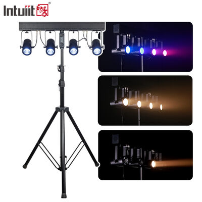 طقم إضاءة LED PAR Uplighting بقوة 4x20 واط RGBW 4 في 1 - نظام غسيل مسرحي بزاوية شعاع ضيقة 4.5 درجة DMX512 لحفلات الزفاف، الدي جي، والمناسبات