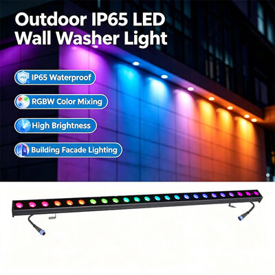 2x24W RGBW 4-in-1 IP65 خارجي LED خطي الجدار - DMX512 ضوء غسيل مقاوم للماء للبناء والجسور والمناظر الطبيعية