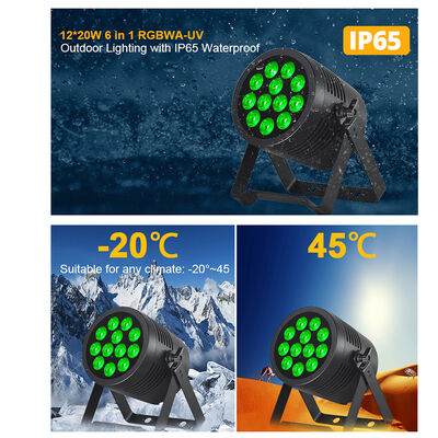 12*20W RGBWA+UV 6in1 LED Par Light IP65 في الهواء الطلق مقاوم للماء DMX512 الإضاءة على المسرح لحفلة DJ الزفاف