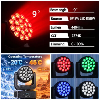 19x8w Rgbw 4in1 متحرك غسل الرأس ضوء دج الديسكو مصابيح المسرح