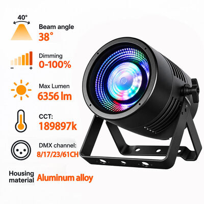 LED 200W RGBL COB Stage Par Can Lights with 36x2W 4in1 RGBW Backlight Led Par Light for DJ Disco Party Wedding Event