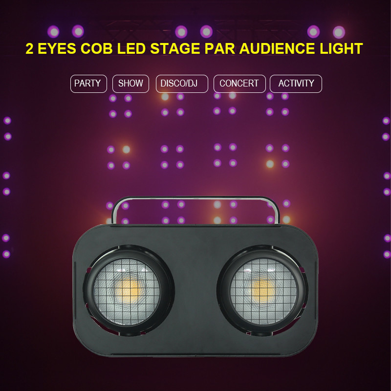 2 عيون 2 * 90W Dmx512 التحكم في التوصيل Cob الجمهور تأثير العمى ضوء المسرح