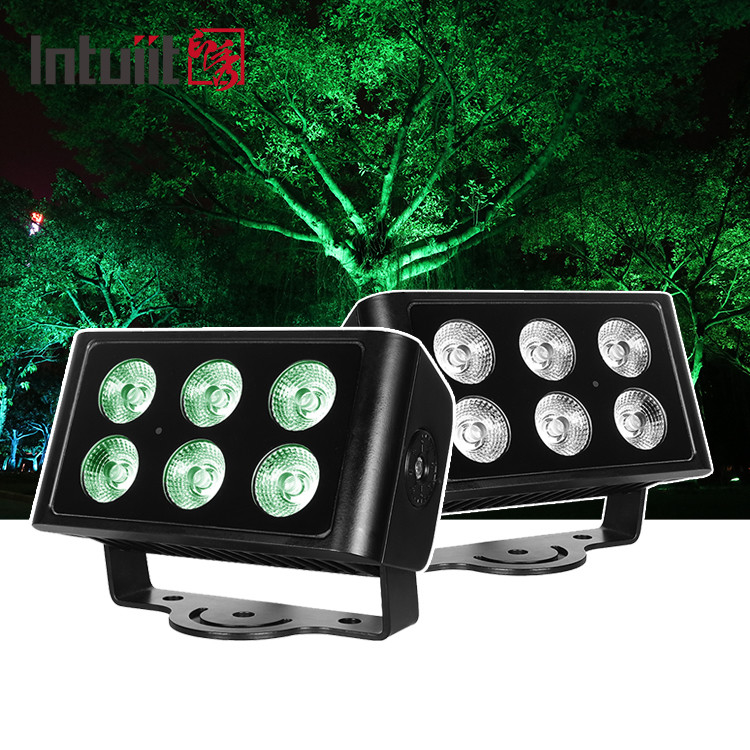 6x5w RGBW 4 في 1 LED Flood Light IP65 Waterproof Flat Spotlight أداء في الهواء الطلق خلفية DJ Disco Stage Par Light