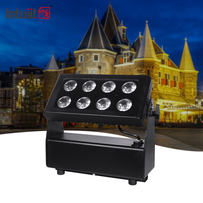 مضاد للماء بطارية مدينة مدفوعة بالكهرباء إضاءة غسيل اللون مشروع 8X15W RGBW LED DMX512 التحكم في أضواء المسرح