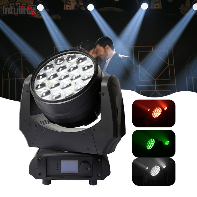 ضوء المسرح LED 19x10W DMX RGBW 4in1 زوم LED غسل الحائط ضوء رأس متحرك للدي جي بار ديسكو نادي الحفل