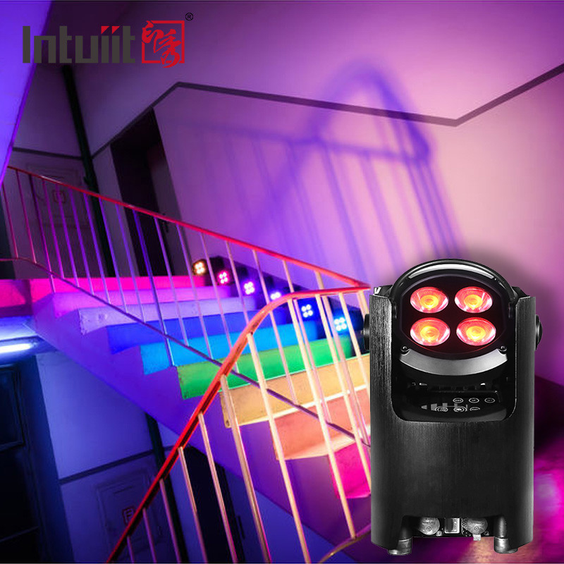 4 * 12W 4 في 1 RGBW Dj Wedding بطارية تعمل بالكهرباء LED Uplight WIFI ديسكو لاسلكي أضواء المسرح