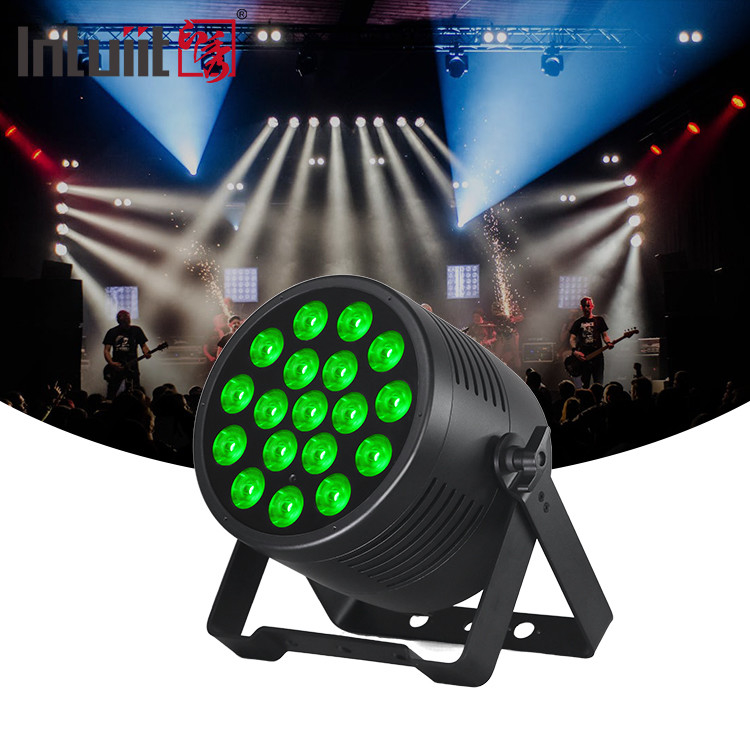 ضوء دي جي 18pcs 20W 6IN1 RGBWA-UV طابق مسطح خارجية معماري غسل الضوء IP65 18x20W LED مقاوم للماء Par