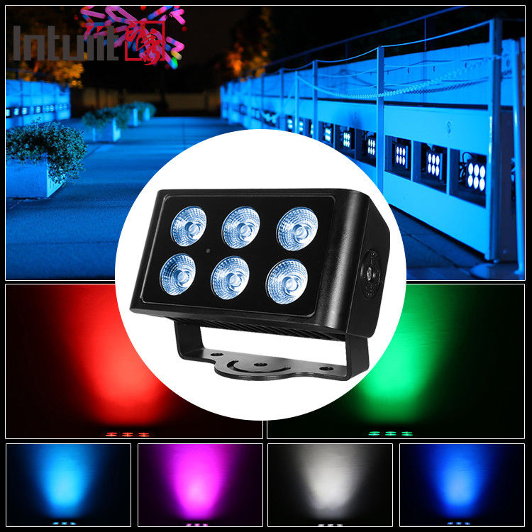 مضاد للماء في الهواء الطلق 6x5W City Color LED Wall Washer Light 4in1 RGBW Floodlight للفنادق والمباني DMX512 وضع التحكم