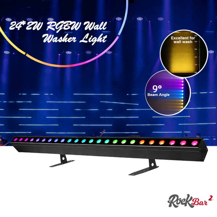 غسل الضوء IP20 DMX512 حل الموسيقى الذكية المتقدمة 24 * 2W RGBW أضواء LED خطية شريط غسالة جدار