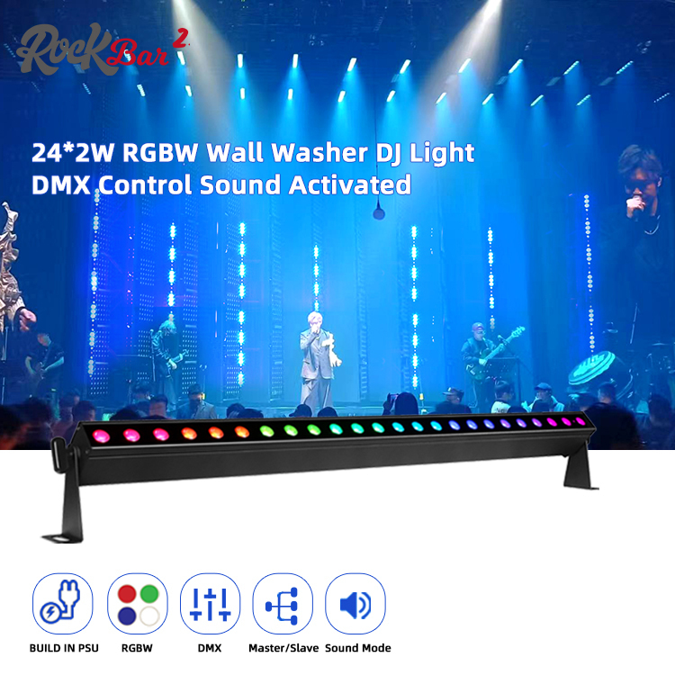 24*2W RGBW 4in1 LED غسالة جدران شريط وضع صوت DJ حفلات الزفاف المدينة المسرح LED غسل الضوء