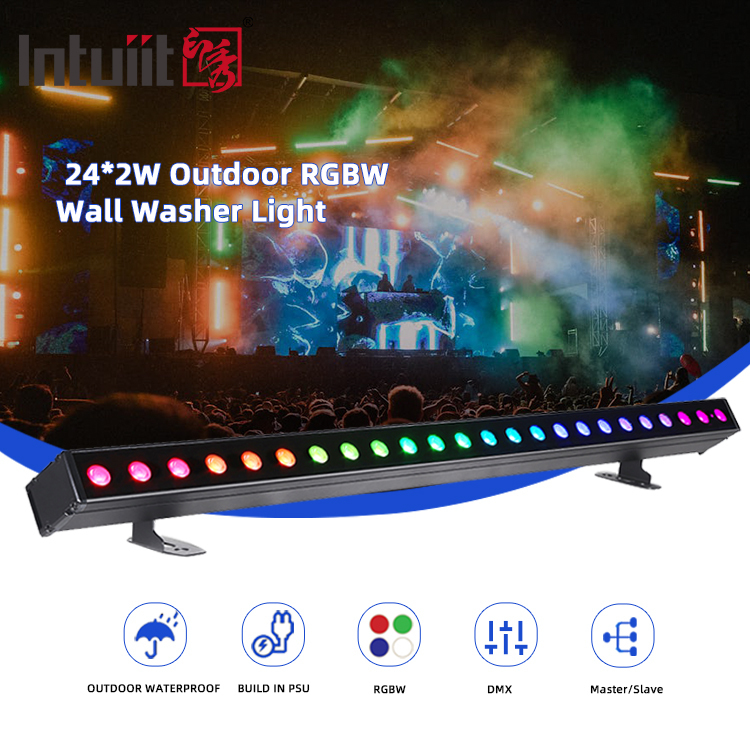 مبنى خارجي مصباح غسالة الحائط IP65 24 * 2w مقاوم للماء RGBW غسالة الحائط بار DJ Led Pixel bar