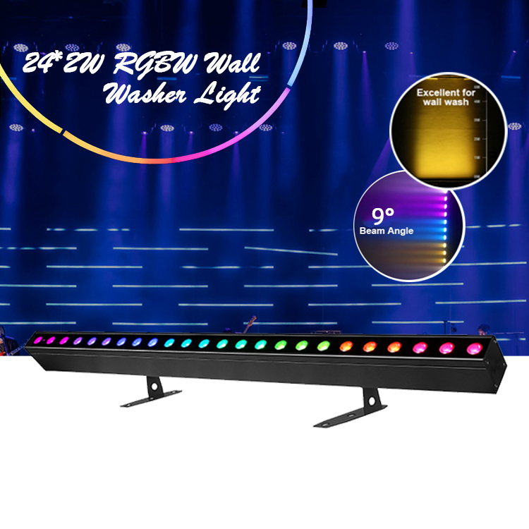 غسل الضوء IP20 DMX512 حل الموسيقى الذكية المتقدمة 24 * 2W RGBW أضواء LED خطية شريط غسالة جدار