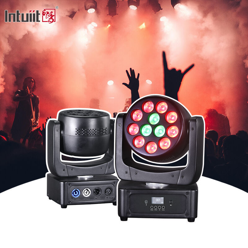 إضاءة رأس متحرك LED 12x8W RGBW بواسطة DMX 512 أضواء مسرحية مُفعّلة بالصوت