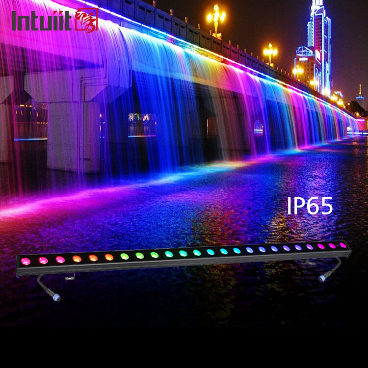 مصباح غسالة الحائط الخطي 24 * 2W الألومنيوم RGBW DMX IP65 مقاوم للماء لإضاءة المسرح في الكنيسة