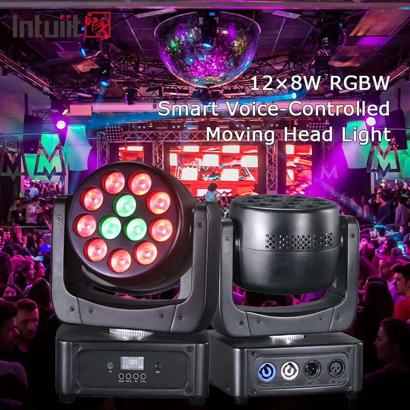 12x8W LED Moving Head Wash RGBW 4in1 الصوت الحزب النشط الضوء DMX التحكم للدي جي المحمول ديسكو العرض المسرحي الحزب المنزلي