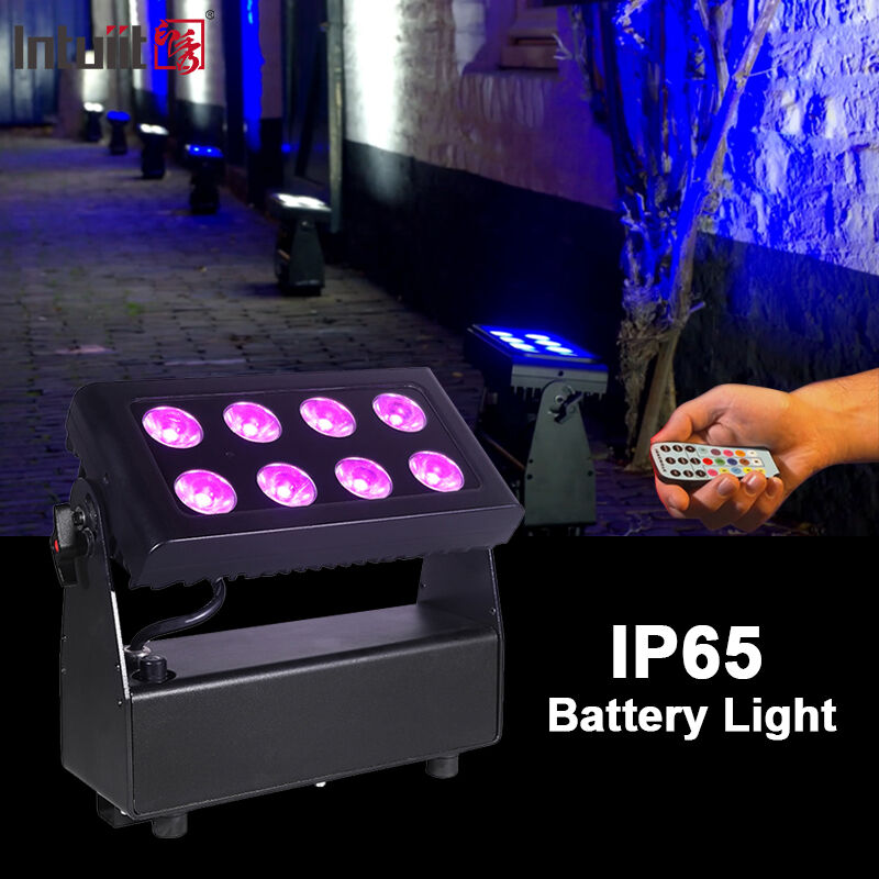 خارجية IP65 مقاومة للماء 8x15W RGBW 4 في 1 بطارية تعمل بالكهرباء DMX اللاسلكية LED Flood Light مرحلة غسل الضوء