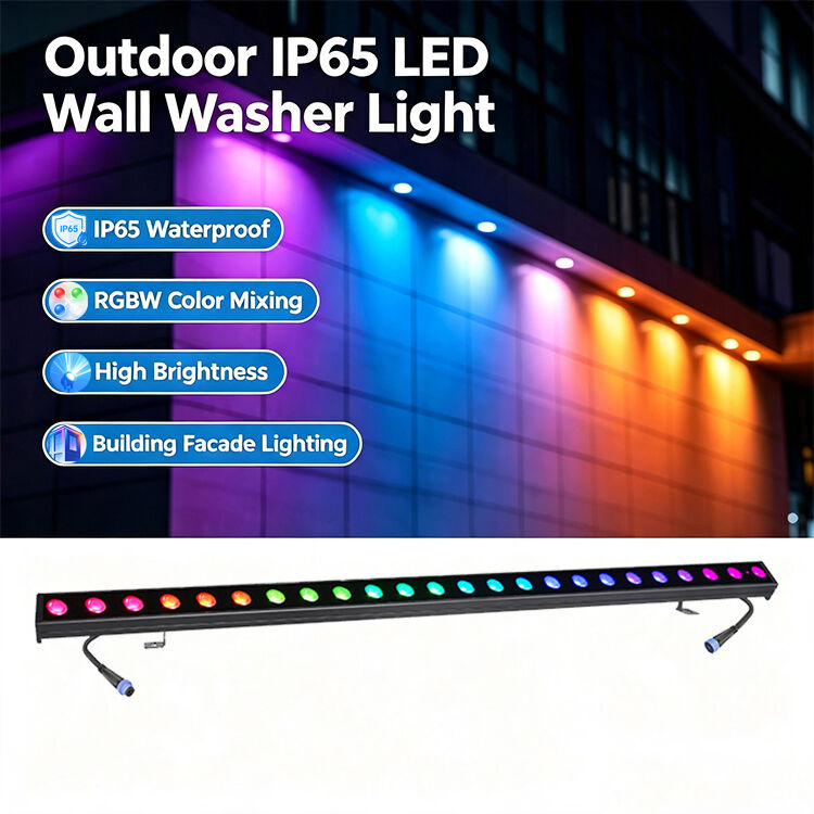 2x24W RGBW 4-in-1 IP65 خارجي LED خطي الجدار - DMX512 ضوء غسيل مقاوم للماء للبناء والجسور والمناظر الطبيعية