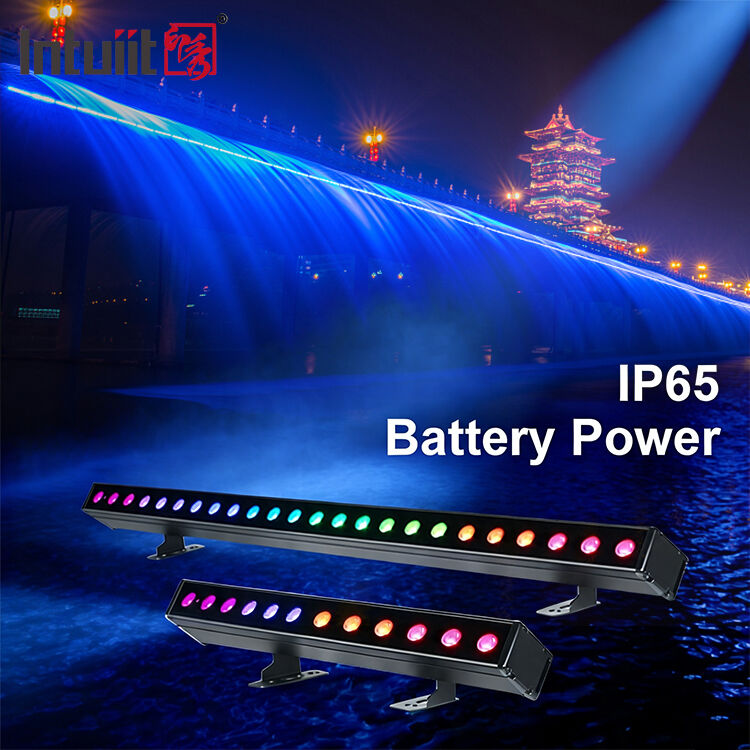 2x12W/24W RGBW 4 في 1 IP65 يعمل بالبطارية LED جدار غسالة بار — لاسلكي لاسلكي DMX512 ضوء غسيل للمسرح والمباني والفعاليات