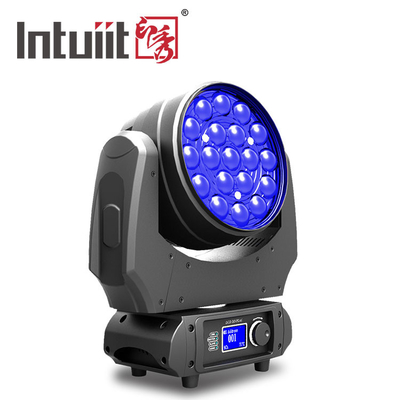 DMX512 Zoom ضوء متحرك للرأس بزاوية واسعة 19 * 10W RGBW 4 في 1 شعاع يغسل رأس متحرك
