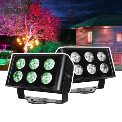 6x5W IP65 مقاوم للماء RGBW 4IN1 الطرف الخارجي المناظر الطبيعية LED ضوء الفيضان DM512 التحكم