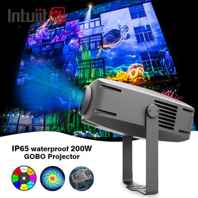 200W Gobo Projector خارجية IP65 شعار Gobo Projector مقاوم للماء شعار مخصص تدوير Gobo Projector Light أضواء الإعلانات