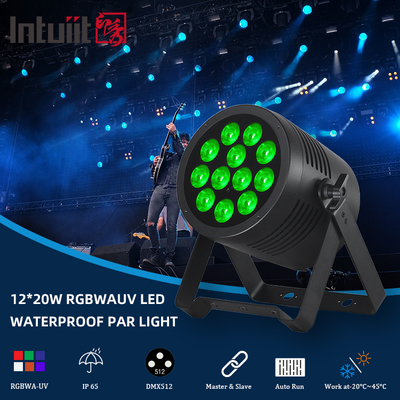 IP65 LED Par Light مقاوم للماء IP65 تصنيف خارجي 12x20W RGBWA-UV 6in1 مرحلة الضوء DMX512