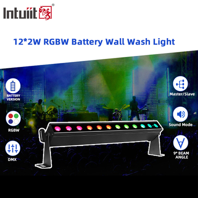 أضواء غاسلة جدار LED لاسلكية IP20 12x2W 0.5 متر 4 في 1 تعمل بالبطارية ضوء المسرح