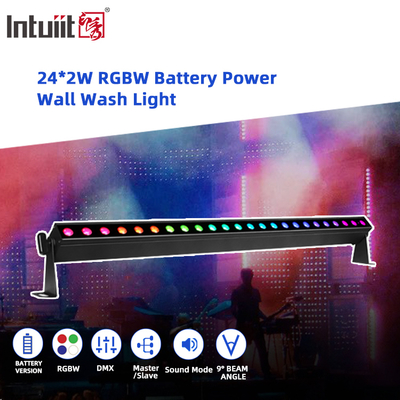 IP20 24x2W RGBW 4in1 بطارية لاسلكية ذكية تعمل بالصوت التحكم LED ضوء غاسل الحائط
