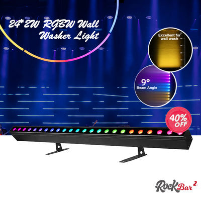 غسل الضوء IP20 DMX512 حل الموسيقى الذكية المتقدمة 24 * 2W RGBW أضواء LED خطية شريط غسالة جدار